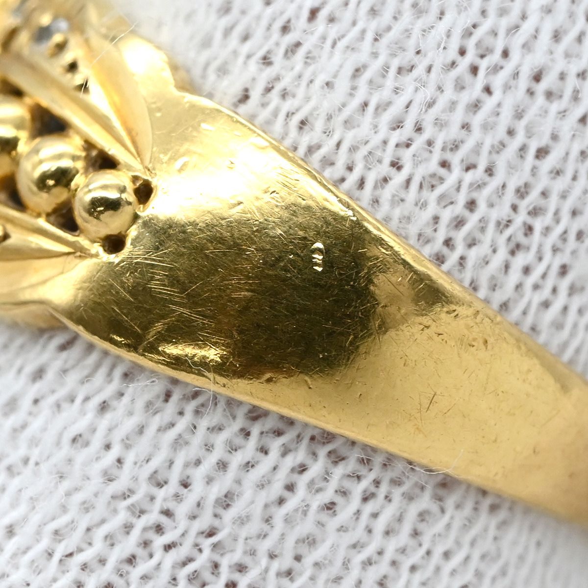 18金18Kゴールド サファイアダイヤ リング10号ウェーブデザイン 指輪 リング ブルーサファイア ダイヤモンド フラワーモチーフ