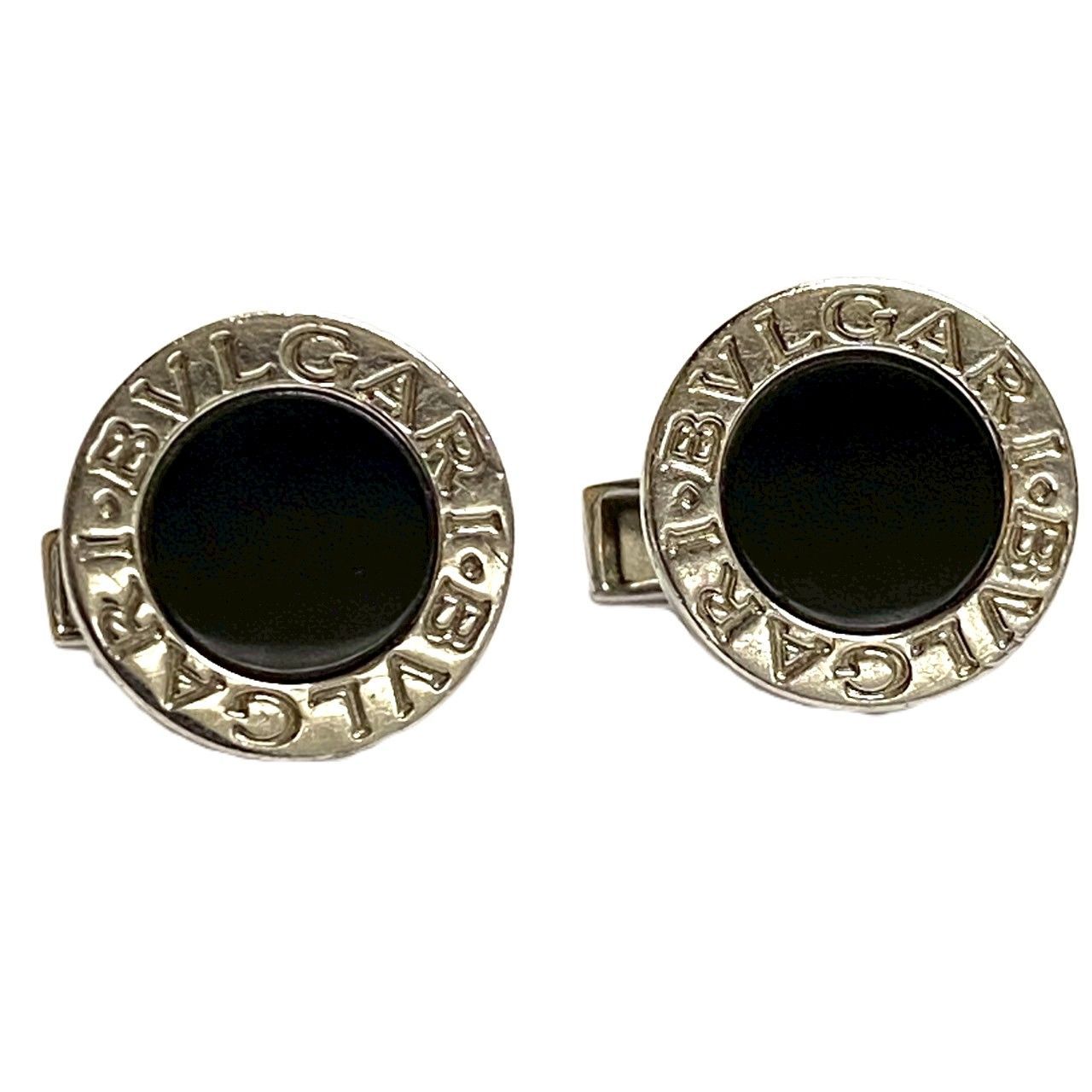 BVLGARI ブラック シルバー カフス カフリンクス オニキス BVLGARI ブラック シルバー カフス カフリンクス オニキス