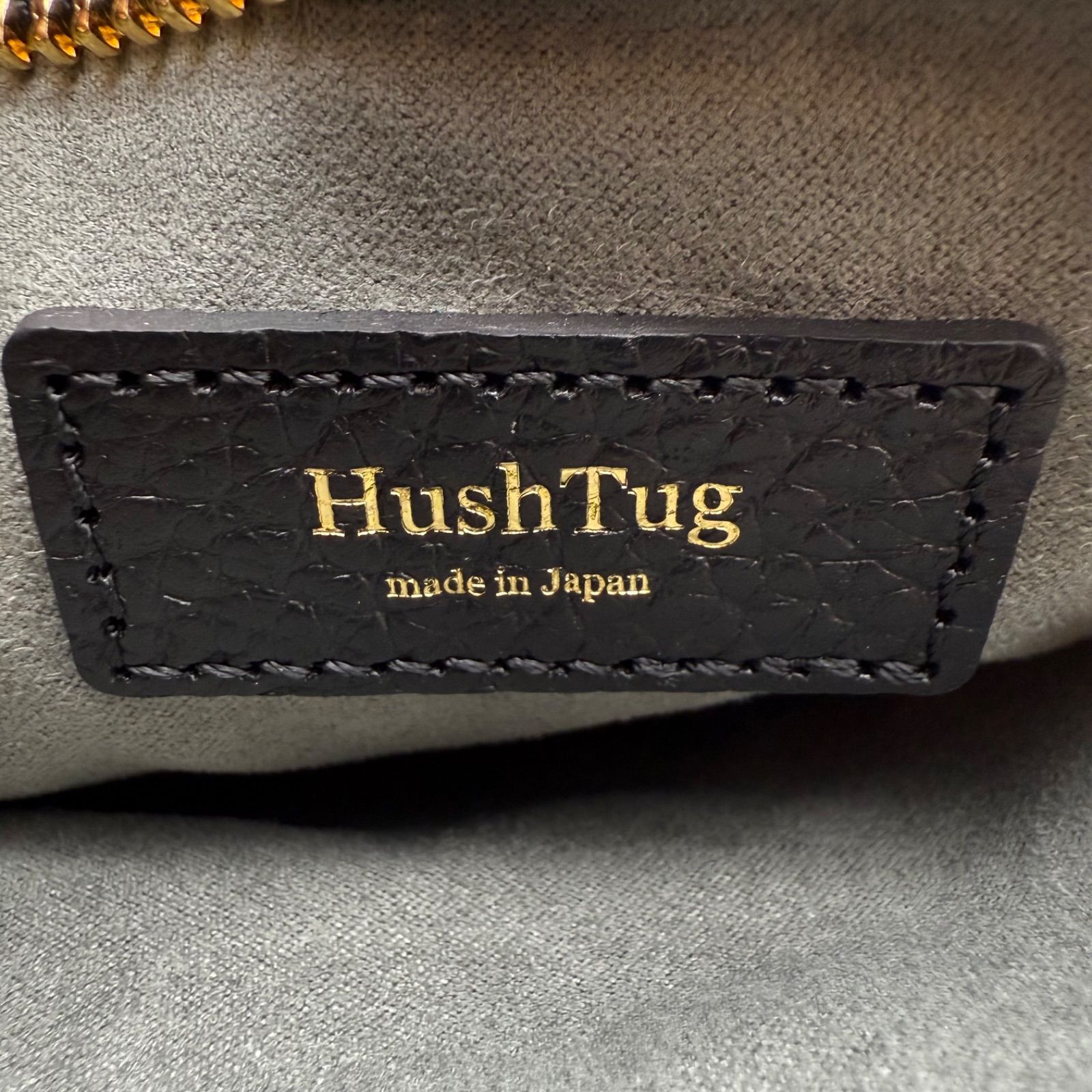 HushTug 】サコッシュ ショルダーバッグ 本革 レザー 黒 ハッシュタグ