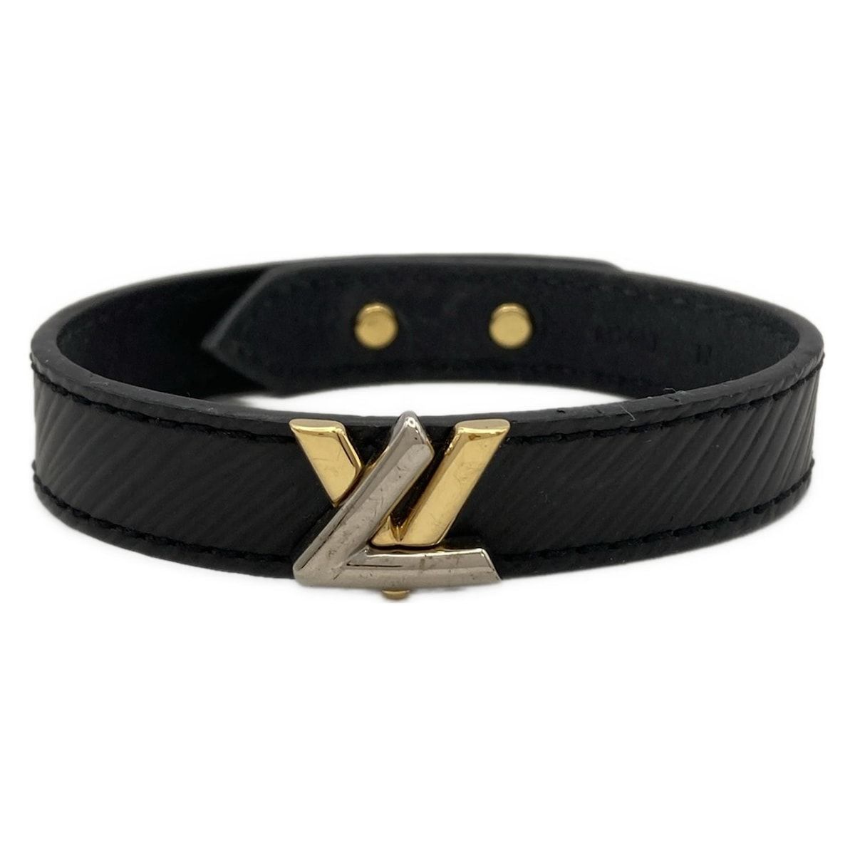 Louis Vuitton プラスレブレイドツイストブラック レザーブレスレット LOUIS VUITTON(ルイヴィトン) ブレスレット ツイスト美品 ブラスレLV