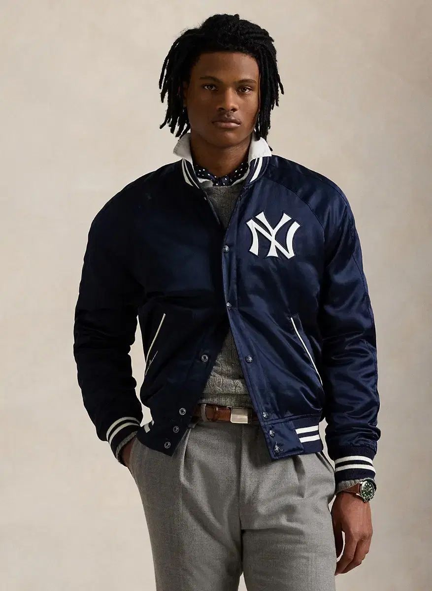 ポロ ラルフローレン NY ヤンキース スタジャン サテン ジャケット XXL