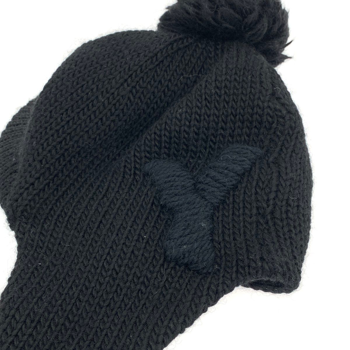 YOHJI YAMAMOTO ヨウジヤマモト ボンボンニット ロゴ刺繍 ブラック