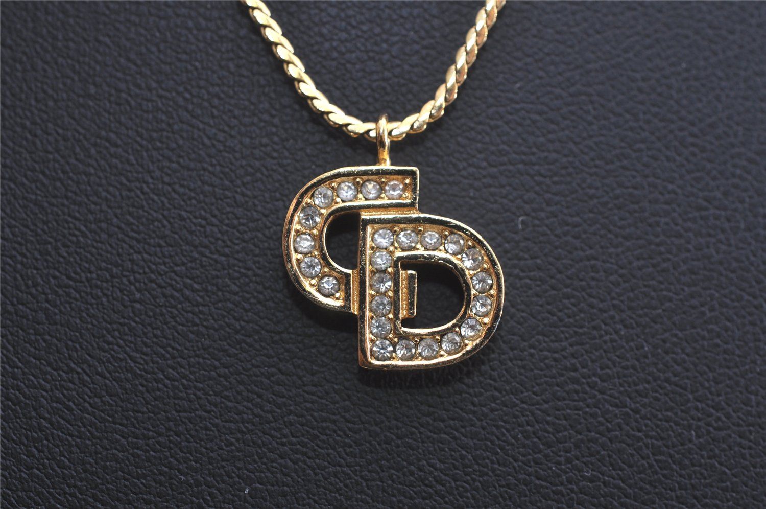 Christian Dior ディオール ゴールド トーン チェーン ラインストーン