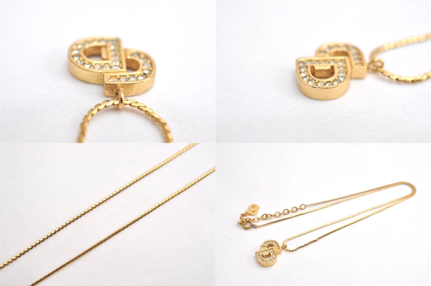 Christian Dior ディオール ゴールド トーン チェーン ラインストーン