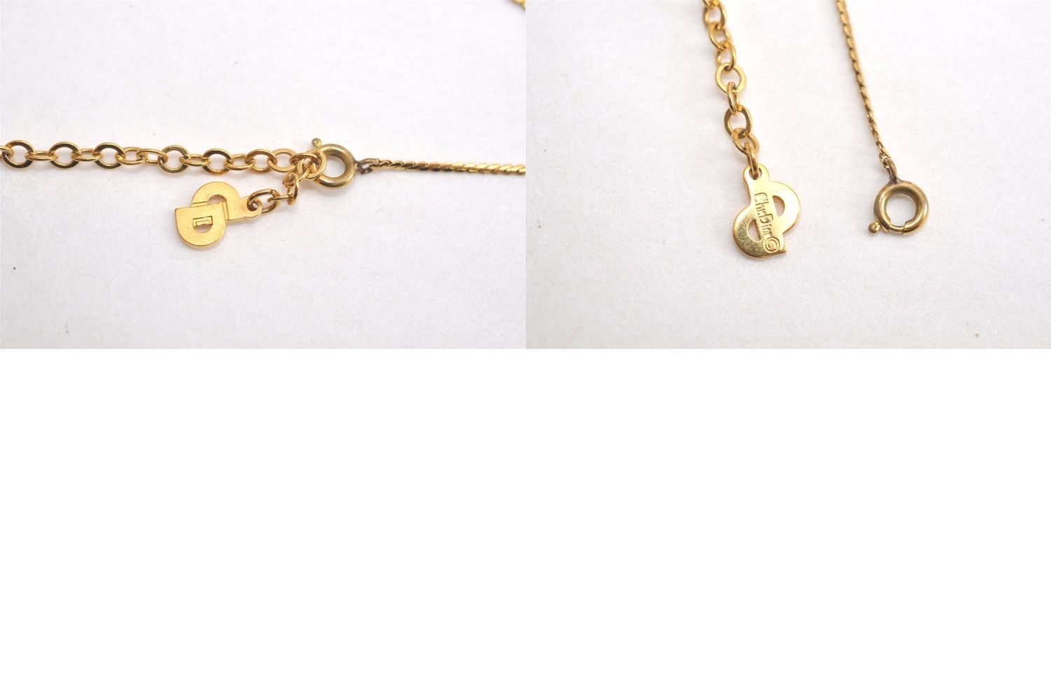 M*i様 超希少！Christian Dior ワイドチェーン カラーストーン Christian Dior ディオール ゴールド トーン チェーン ラインストーン