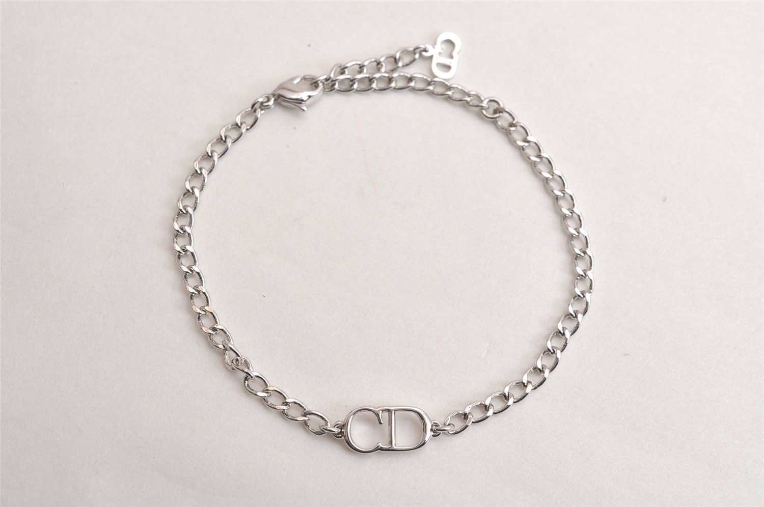Christian Dior ディオール チェーン ブレスレット シルバー トーン CD