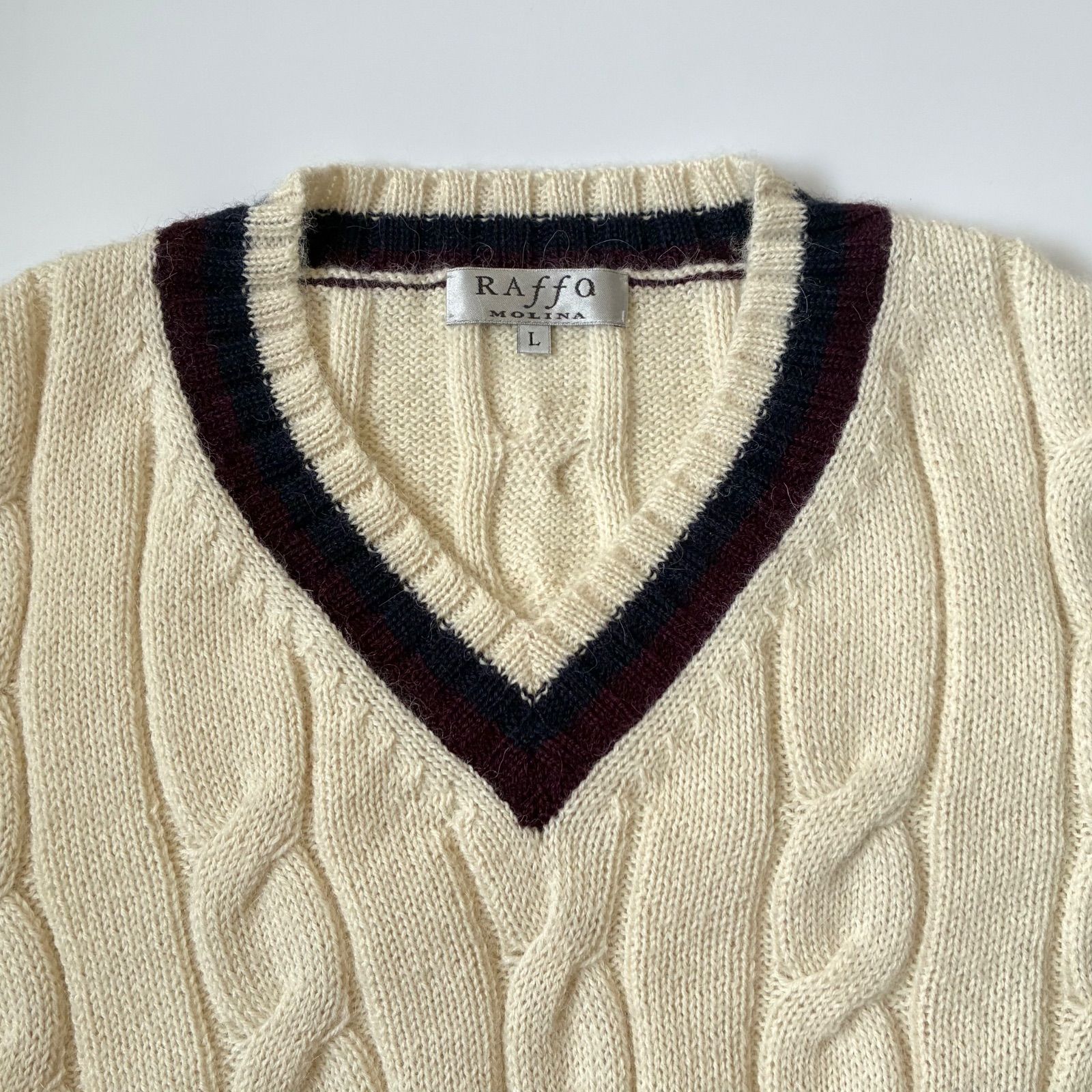 アルパカ100% グレー Vネックセーター ベビーアルパカ100%セーター メンズ Vネック ライトグレー M アルパカ100% Vネックニット Lサイズ