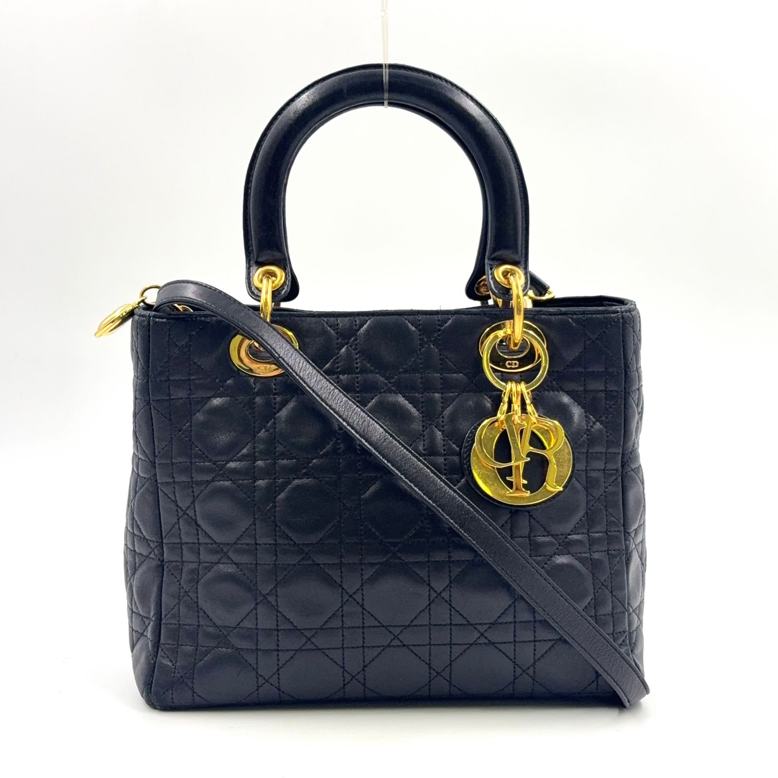 良品 Christian Dior レディディオール カナージュ オールレザー クリスチャンディオール レディディオール カナージュ レザー 2WAY