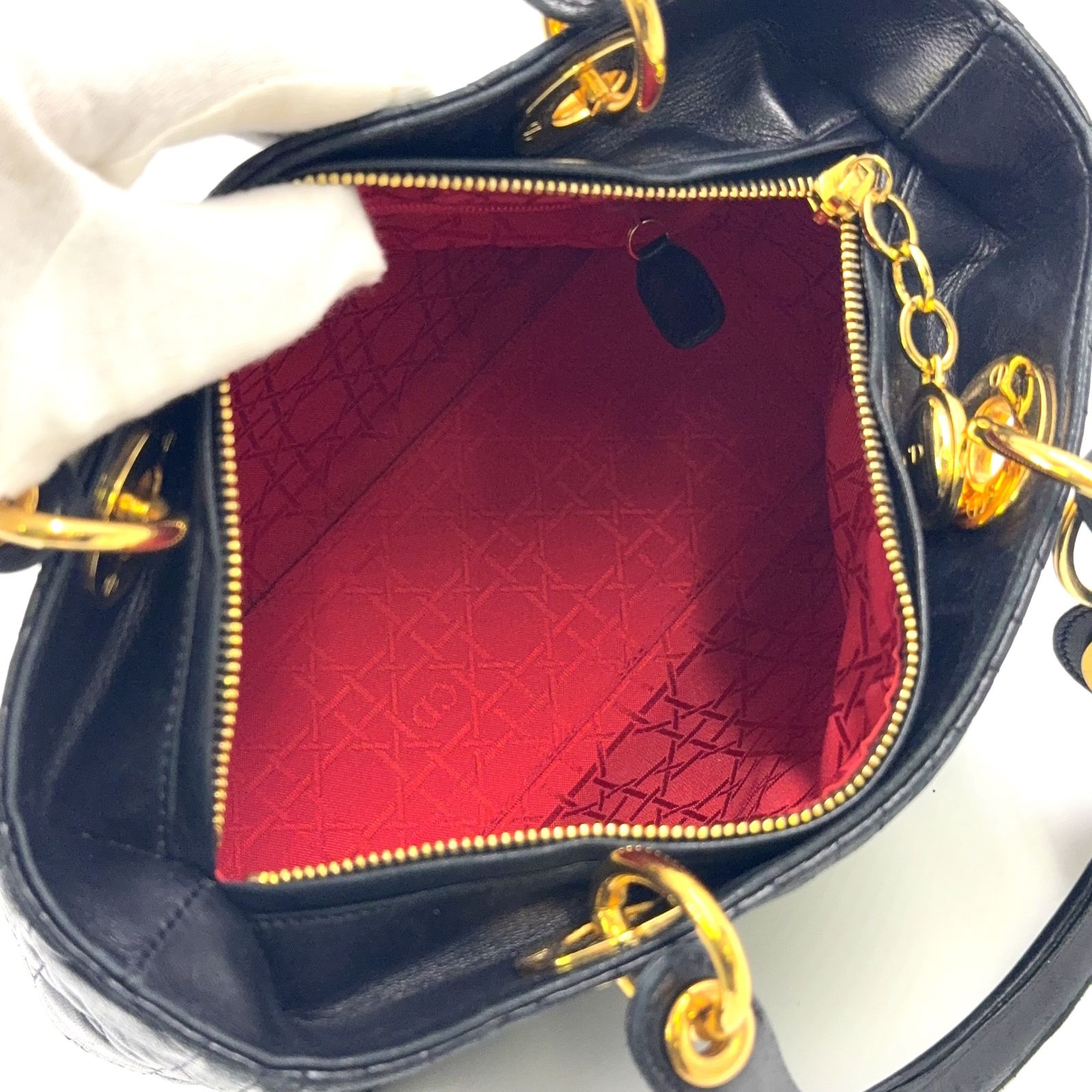 Christian Dior レディディオール カナージュ レザー ブラック