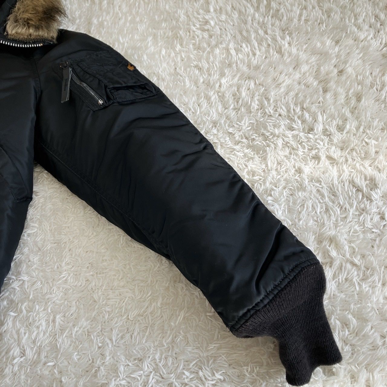美品！ALPHA アルファ N-2B Y2K 短丈 ファー ブラック USA製 - メルカリ