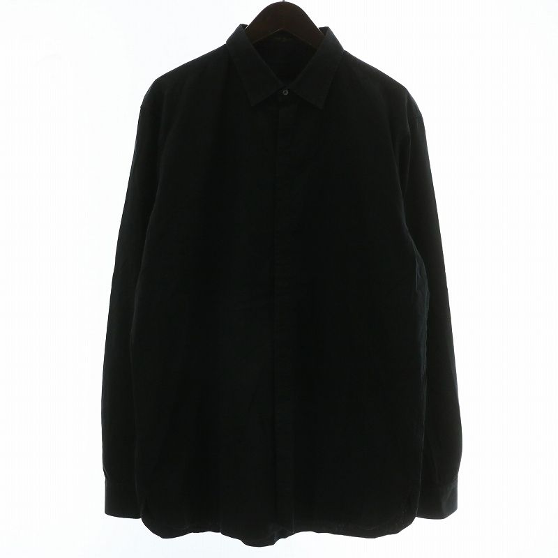 ルイヴィトン LOUIS VUITTON シャツ カジュアルシャツ 長袖 モノグラム 総柄 比翼ボタン XXL 黒 ブラック /XZ ■GY17