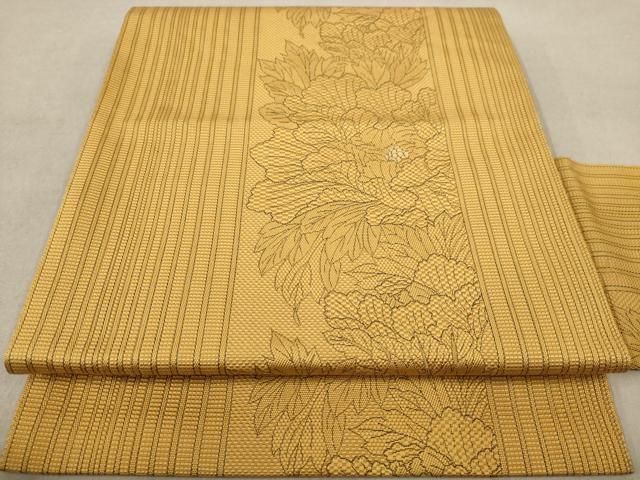 平和屋着物●本場筑前博多織　八寸名古屋帯　枝葉丸間道　正絹　逸品　DAAY0519ob 平和屋着物◎本場筑前博多織 八寸名古屋帯 花間道 正絹 逸品