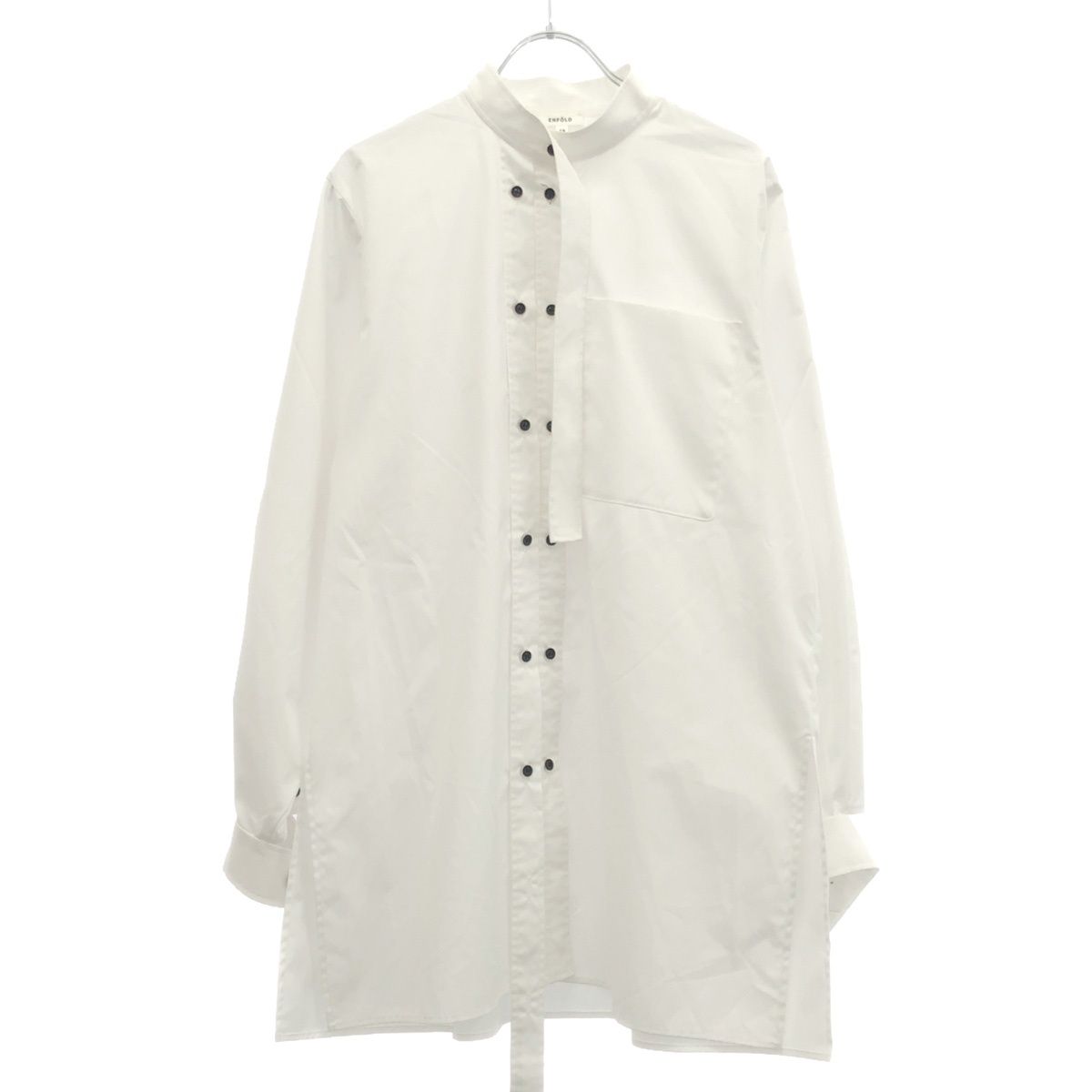 ENFOLDエンフォルド　LONG-COLLAR SHIRT白シャツブラウス38 ENFOLD エンフォルド 23AW LONG-COLLAR SHIRT ロングカラーシャツ