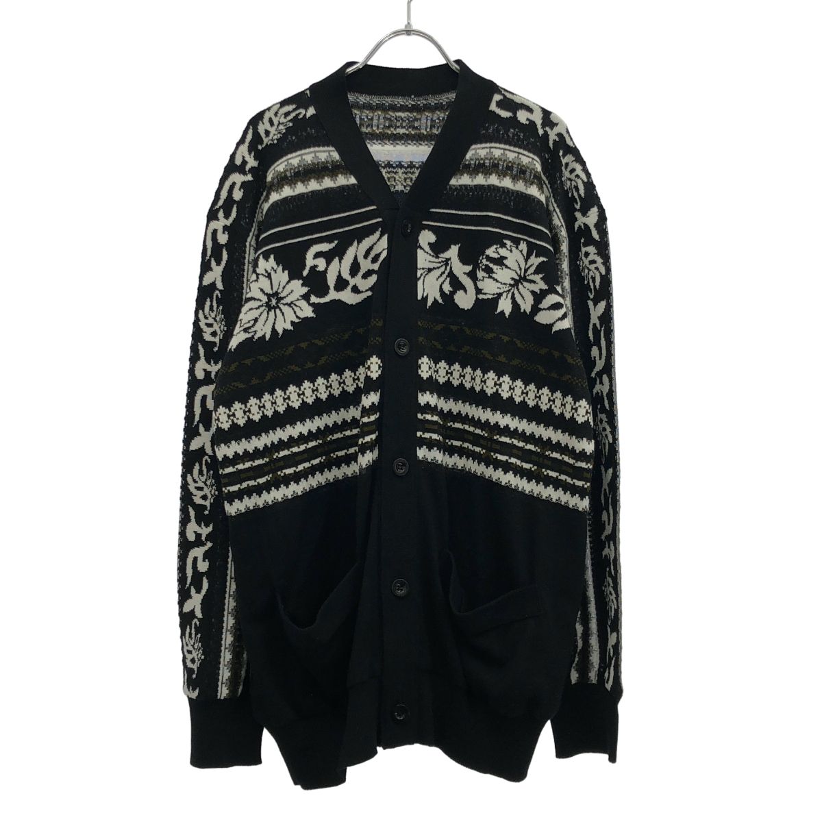 sacai サカイ 24SS patterned-intarsia Ribbed Cardigan カーディガン