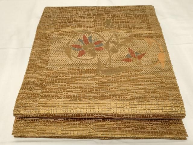 平和屋着物○本場筑前博多織 ワンタッチつけ帯 花鳥文 正絹 逸品