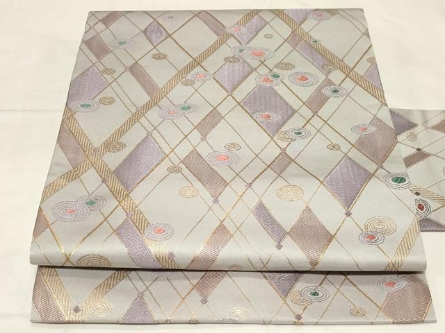 平和屋着物○九寸名古屋帯 格子柄 銀糸 正絹 逸品 CABA1063hy 楽天市場】
