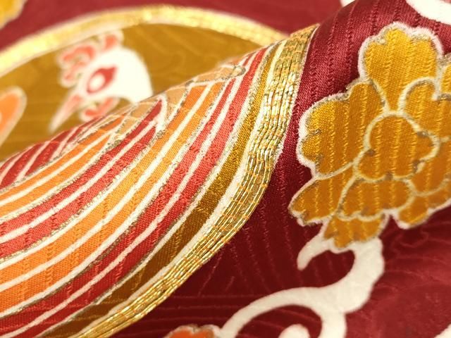 平和屋着物○豪華振袖 駒刺繍 花蝶筏文 金彩 正絹 逸品 AABD1600ck