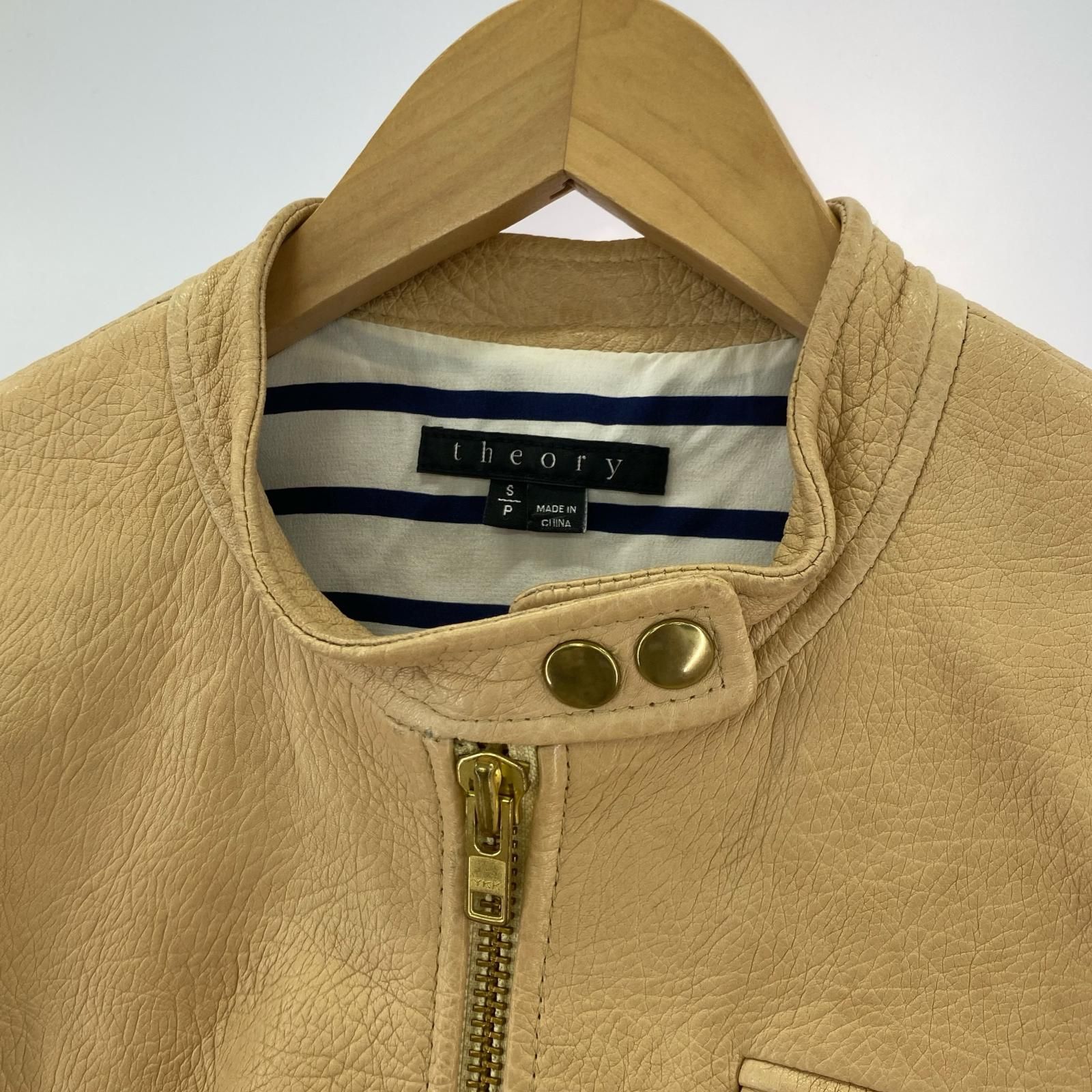 theory セオリー 羊革 レザージャケット sizeS/ベージュ - メルカリ