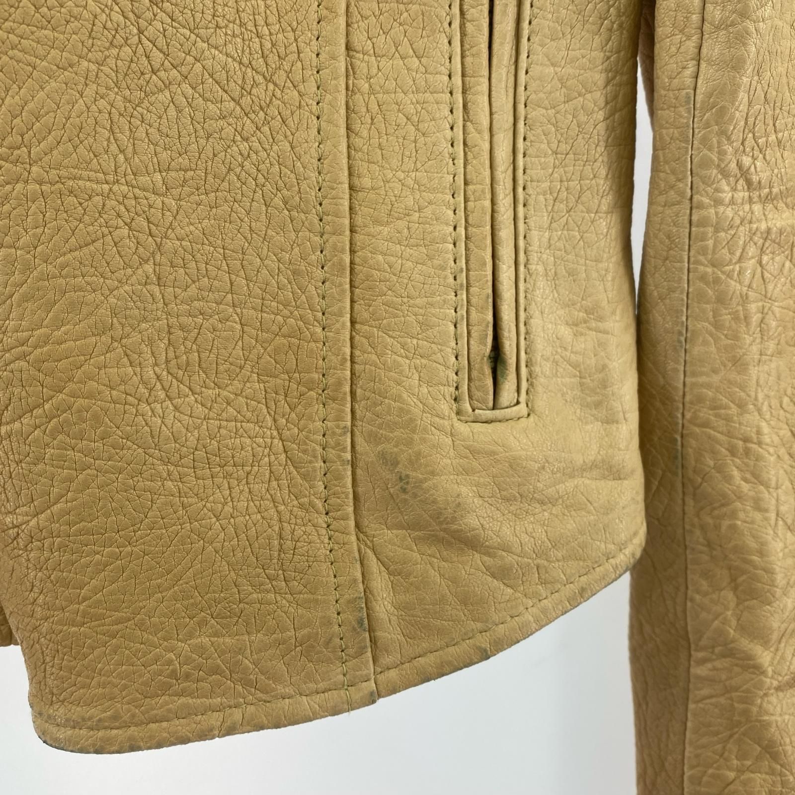 【激安✨️】theory 本革 ジャケット ベージュ 定価98000円 セオリー 中古・古着通販】theory (セオリー) ノーカラージャケット ベージュ