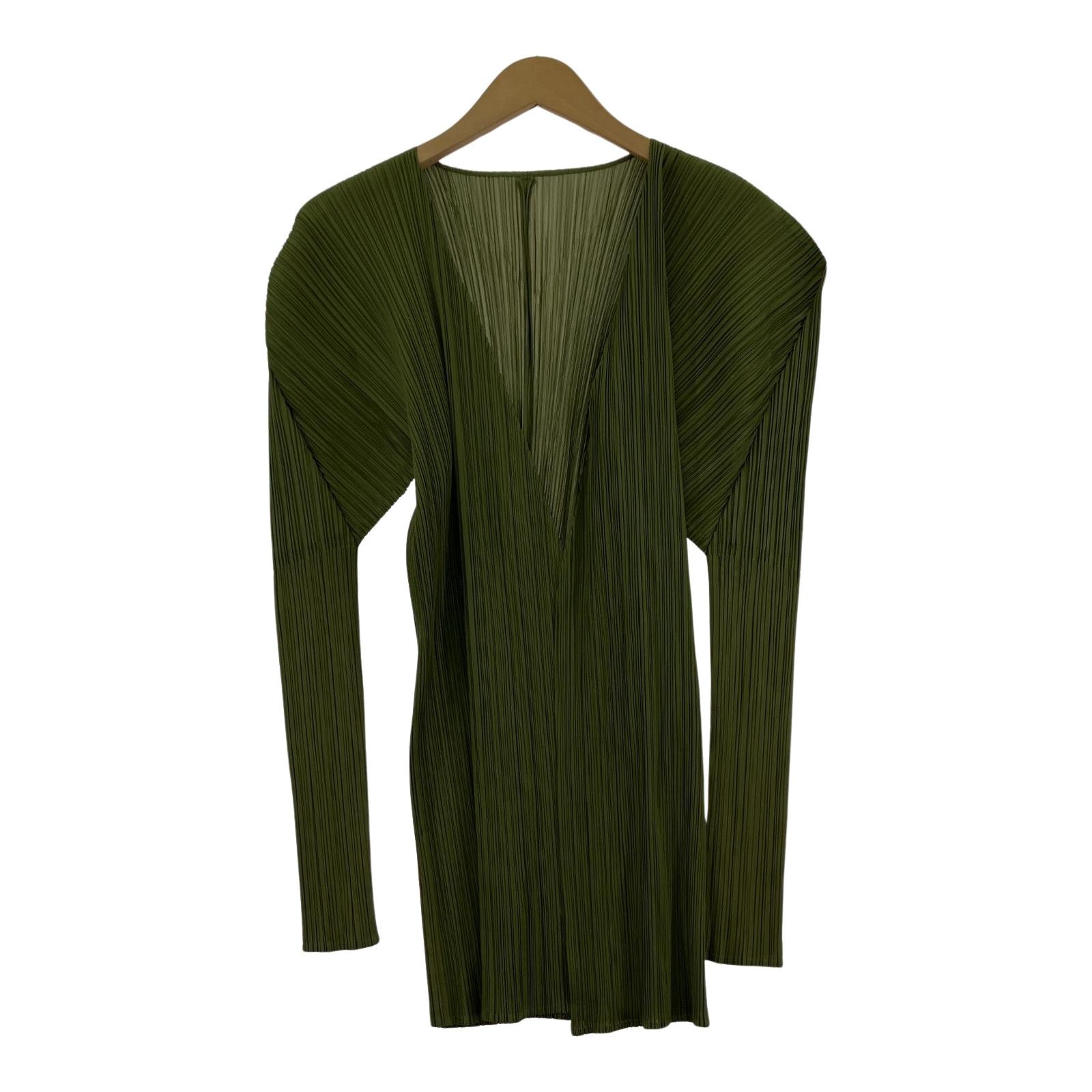 ISSEY MIYAKE イッセイミヤケ プリーツカーディガン size-/グリーン