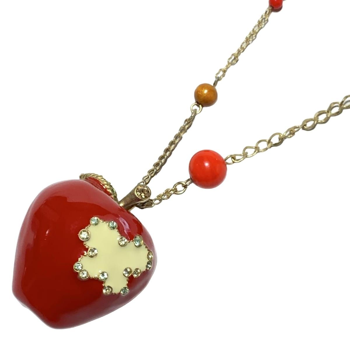 ANNA SUI(アナスイ) ネックレス - ゴールド×レッド×マルチ リンゴ
