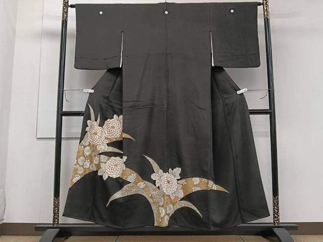 平和屋着物□豪華黒留袖 駒刺繍 草花文 金彩 正絹 逸品 CAAZ9545xi