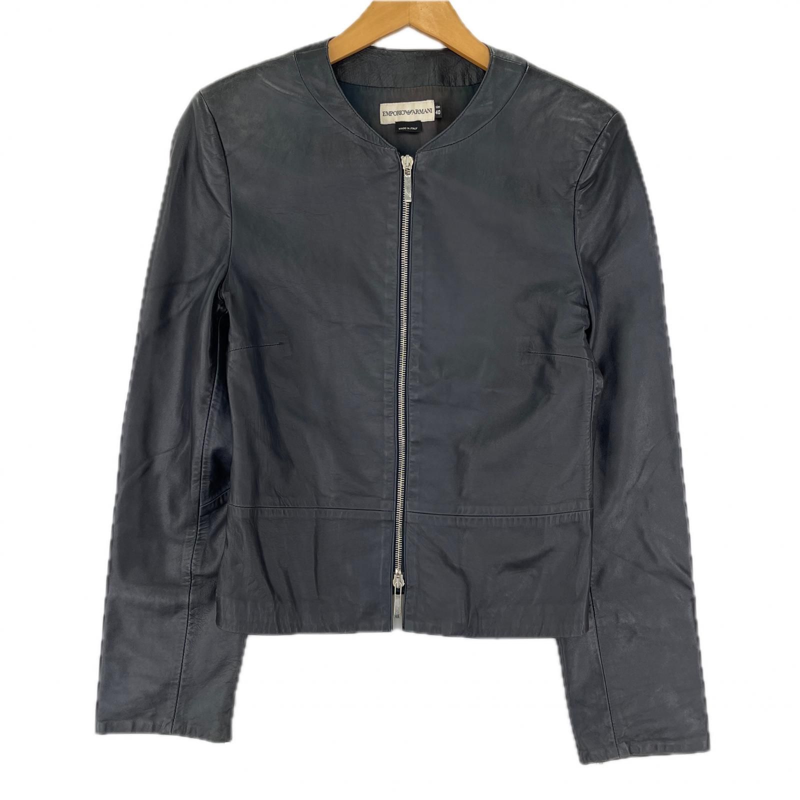 EMPORIO ARMANI エンポリオアルマーニレザージャケット size40/ネイビー