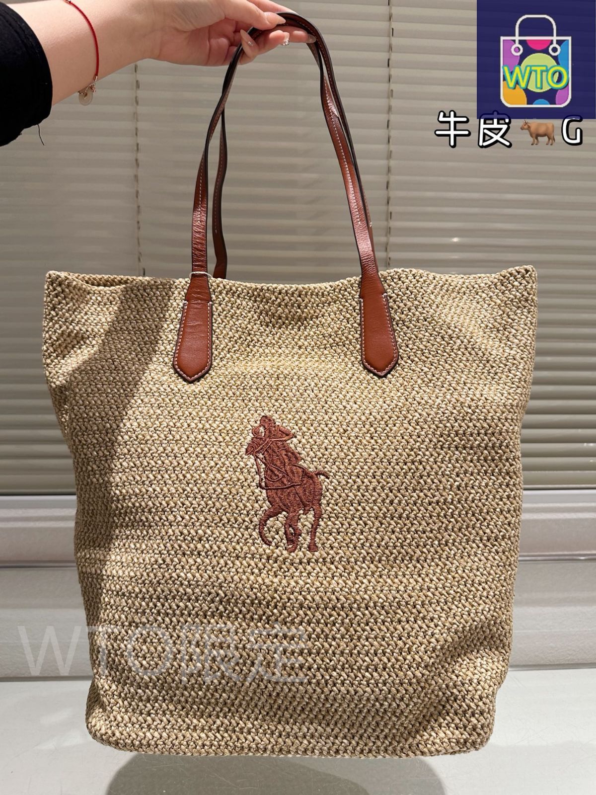 【新品未使用】Lauren Ralph Lauren ラフィアバッグ The Ralph Braided Raffia Large Tote