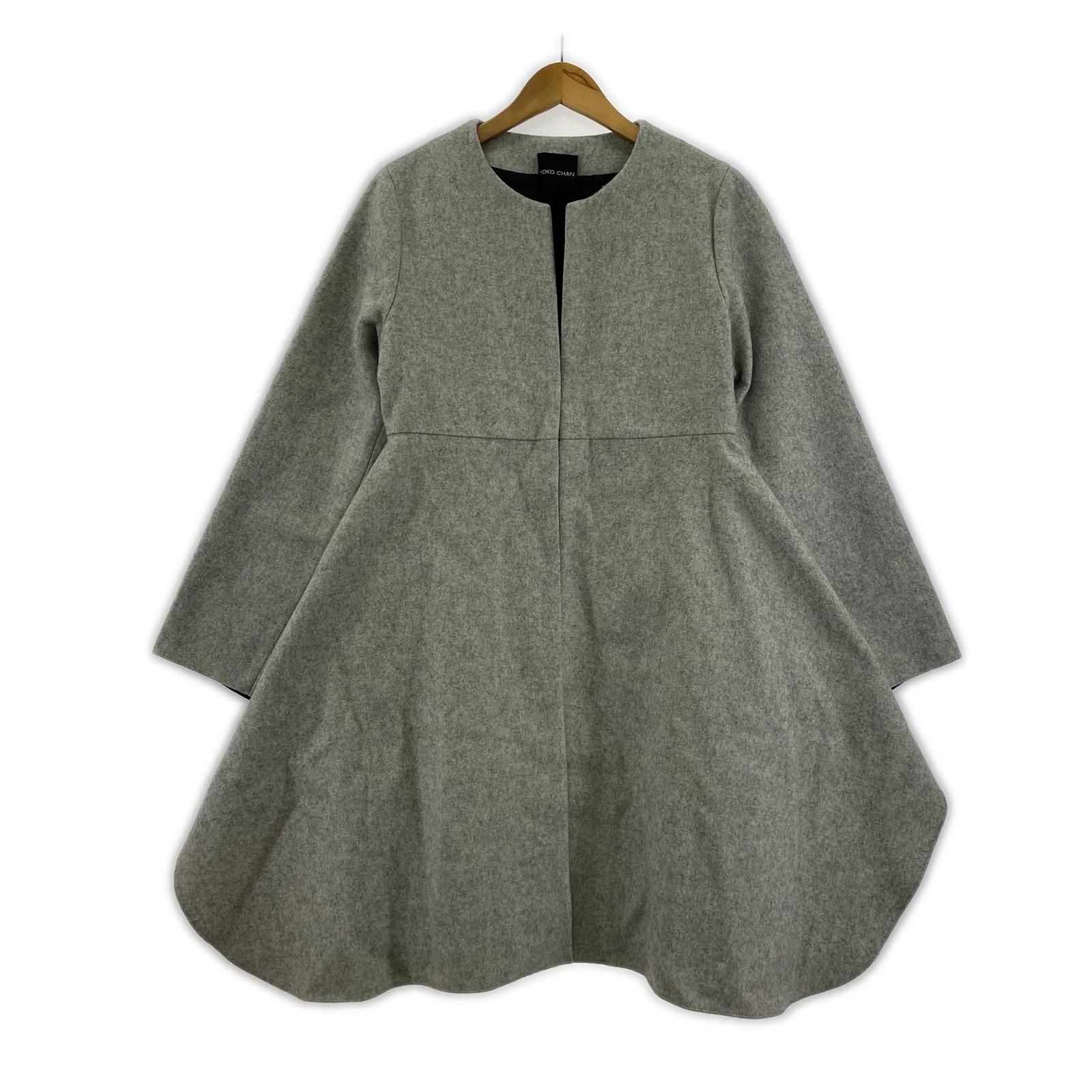 YOKO CHAN ヨーコチャン ボタンレス ノーカラーコート size38/グレー