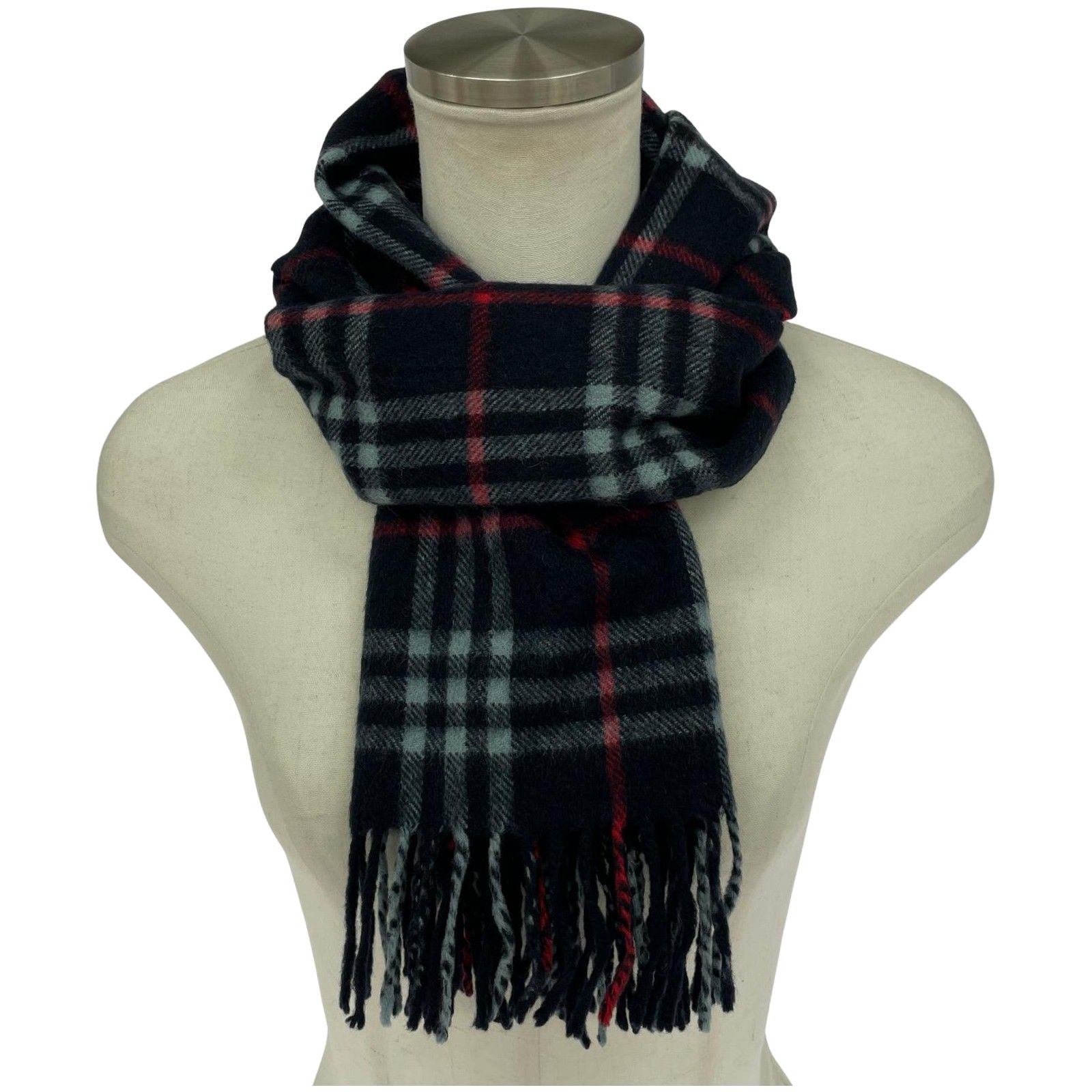 BURBERRY バーバリー チェック カシミアマフラー/ネイビー 楽天市場