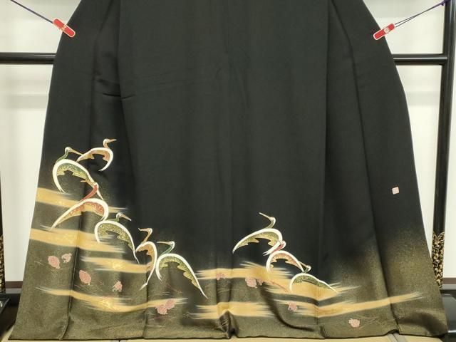 平和屋着物○本加賀友禅作家 堀哲也 色留袖 群れ鶴浜松文