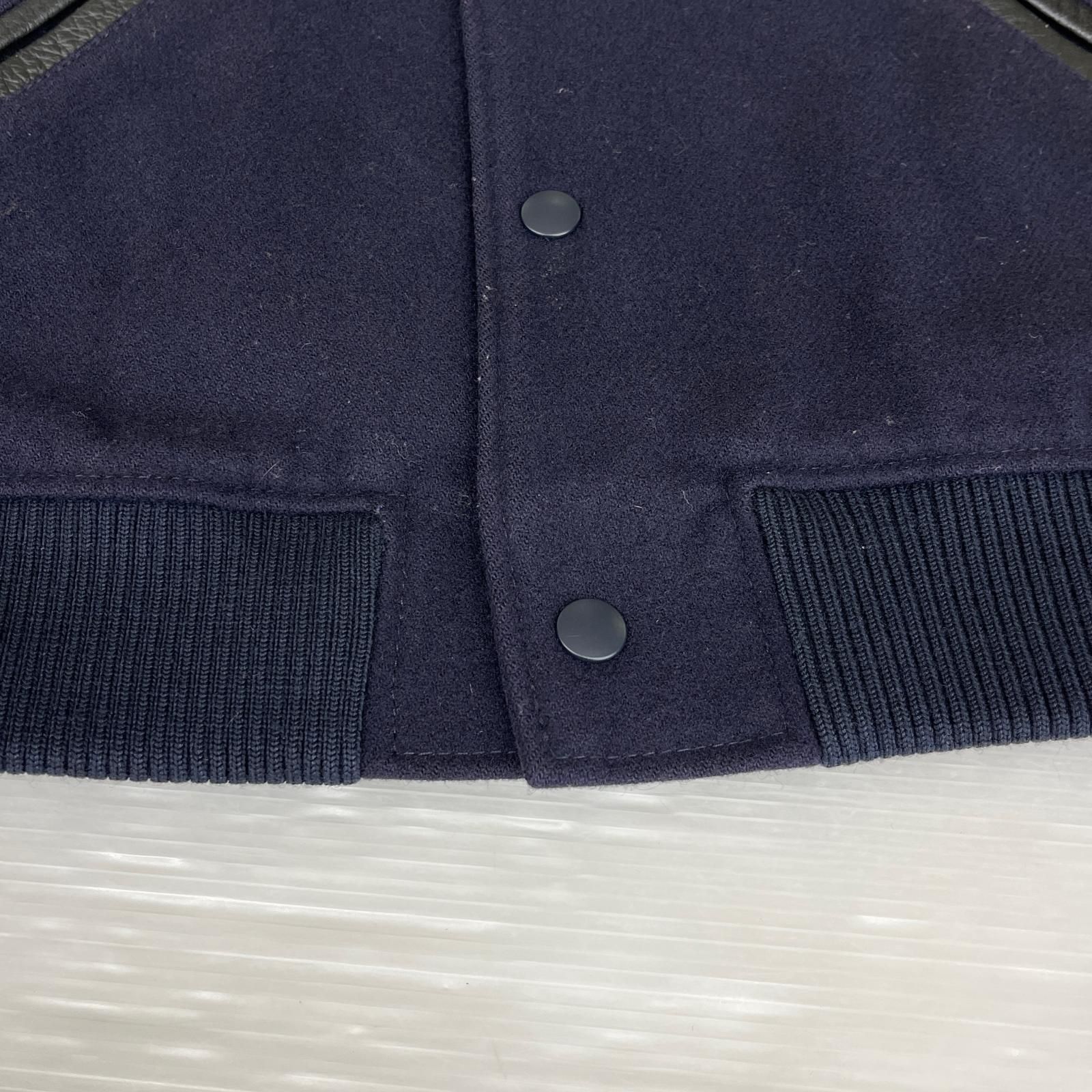 A.P.C. アーペーセー レザー ウールスタジャン sizeXS/ネイビー