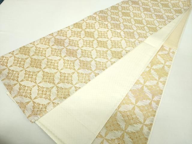 平和屋着物○六通柄袋帯 唐織 七宝鳳凰花文 金糸 正絹 逸品 DAAZ0767ps