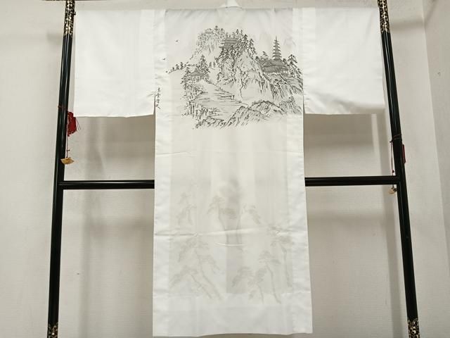 平和屋着物男性 長襦袢 無双仕立て 風景文 洗える着物 未使用 AABD6016ph