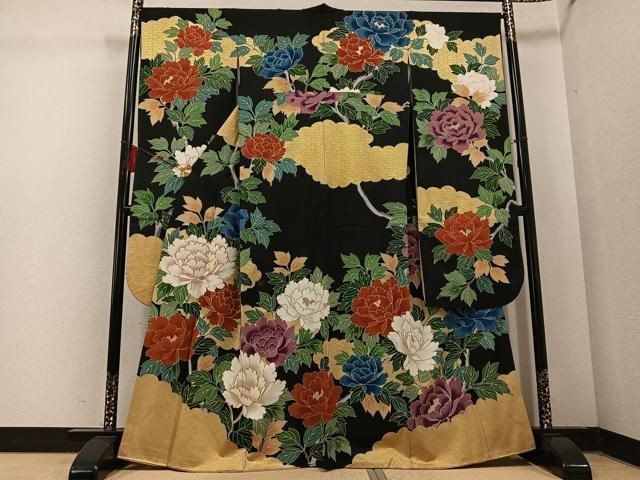 平和屋着物●豪華振袖　刺繍　花尽くし　金銀彩　ロング丈　正絹　逸品　AABC6030ph 平和屋着物○豪華振袖 刺繍 花尽くし 金銀彩 ロング丈 正絹 逸品