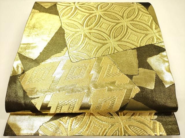 平和屋着物●西陣　川島織物　丸帯　色紙吉祥文　金糸　三越扱い　正絹　逸品　DAAZ2432op 平和屋着物○西陣 川島織物 丸帯 色紙吉祥文 金糸 三越扱い 正絹 逸品