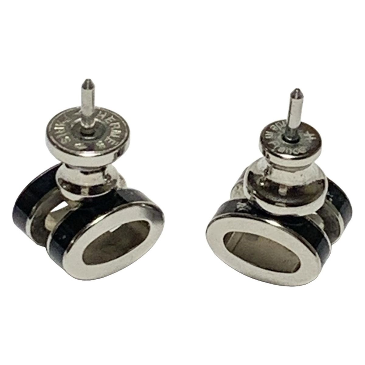 HERMES(エルメス) ピアス ミニポップアッシュ 黒×シルバー HERME ピアス