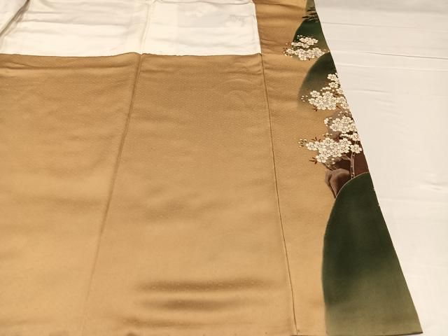 平和屋着物○訪問着 駒刺繍 扇面草花文 暈し染め 金銀彩 正絹 逸品