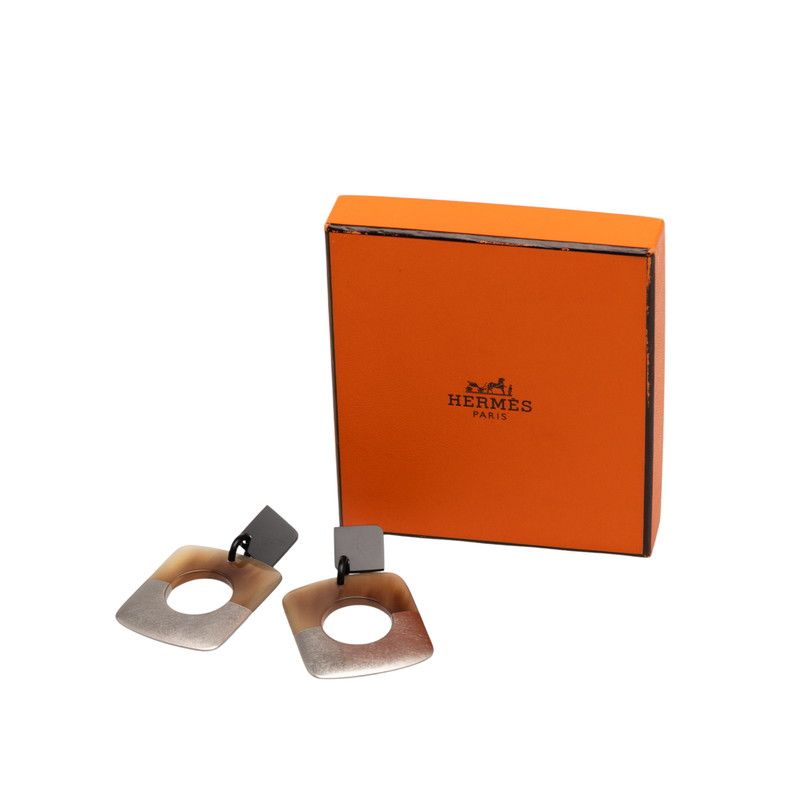 エルメス セリエ ダルヴァ スタッドピアス シルバー ブラウン ブラック