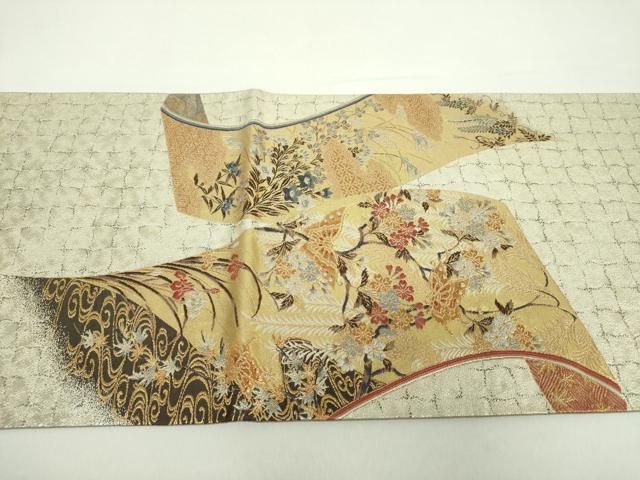 正絹西陣織名門加納幸正倉院金糸豪華袋帯しい正絹小紋一つ紋縫い紋更紗文様 正絹西陣織名門加納幸正倉院金糸豪華袋帯しい正絹小紋一つ紋縫い紋更紗文様