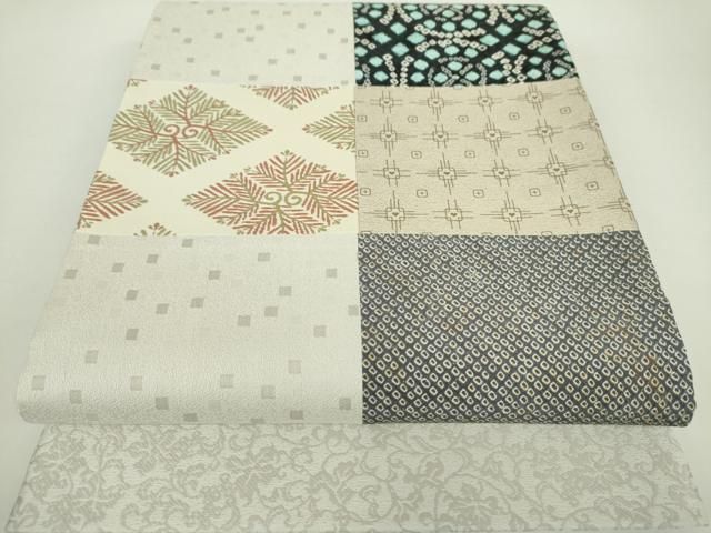 平和屋着物●両面　太鼓柄袋帯　切嵌　絞り　市松松菱　正絹　逸品　DAAZ0864ps 平和屋着物○両面 太鼓柄袋帯 切嵌 絞り 市松松菱 正絹 逸品