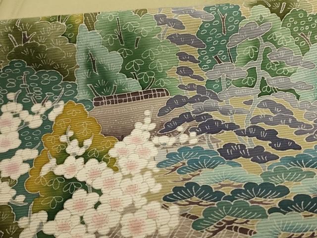 平和屋着物＊夏物　訪問着　友禅　絽　風景文　暈し染め　正絹　逸品　AABD6608jd 平和屋着物＊夏物 訪問着 友禅 絽 風景文 暈し染め 正絹 逸品