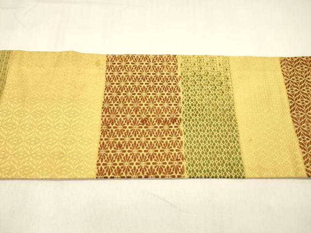 平和屋着物○西陣 川島織物 九寸名古屋帯 唐織 花丸文 琥珀色