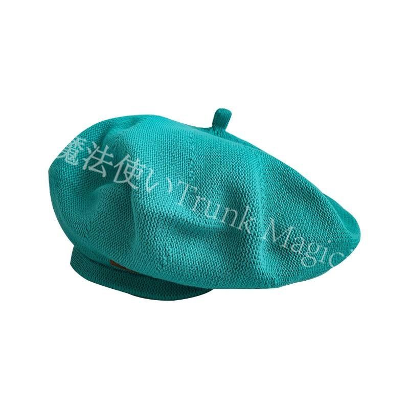 新品未使用湖青ニットベレー帽女性秋冬ins網赤で顔が赤く見える小さな