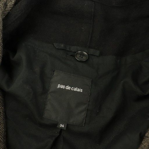 パドカレ pas de calais ロングコート ウール ヘリンボーン ライナー付
