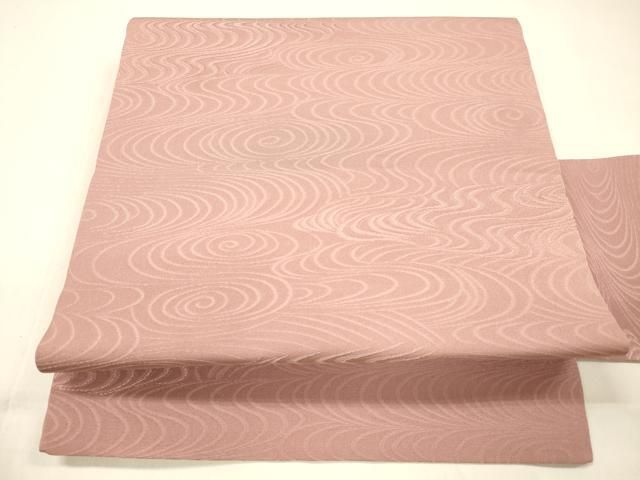 平和屋着物○全通柄九寸名古屋帯 流水地紋 紅梅色 正絹