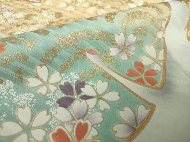 平和屋着物●豪華色留袖　駒刺繍　地紙鳳凰草花文　金彩　正絹　逸品　CAAZ1002vf 平和屋着物○豪華色留袖 駒刺繍 地紙鳳凰草花文 金彩 正絹