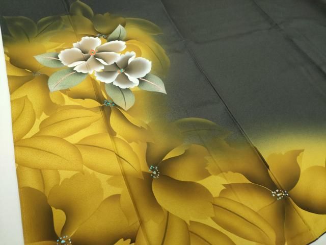 平和屋着物▽豪華振袖 駒刺繍 雲取り花文 暈し染 金彩