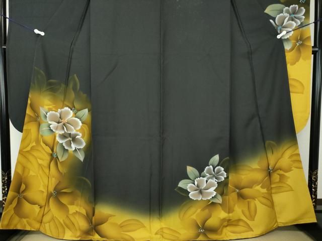 振袖フルセット駒刺繍 花蝶丸文 金彩 正絹 豪華振袖 金通し 駒刺繍