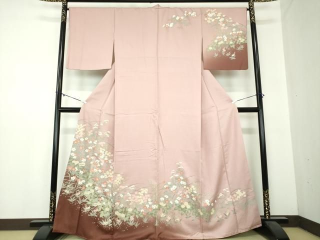 平和屋着物 訪問着 草花文 暈し染め 金彩 鈴乃屋扱い 正絹 ps